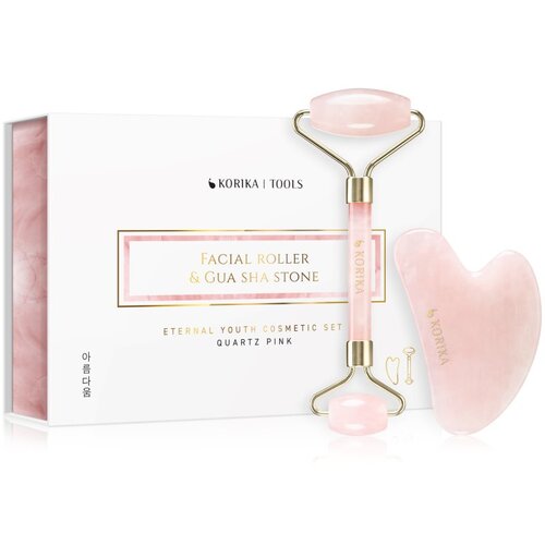 KORIKA Tools Face Roller &amp;amp; Gua Sha valjak za masažu za lice i pomagalo za masažu Quartz Pink Slike