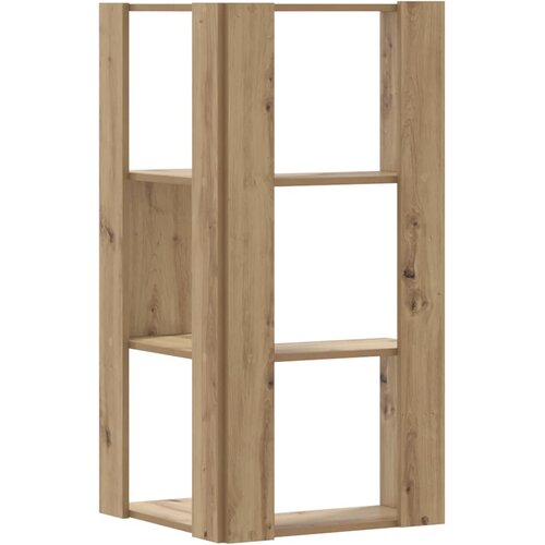  Kutni regal z knjige 3 razine artisian hrast 50x50x102cm drveni Slike