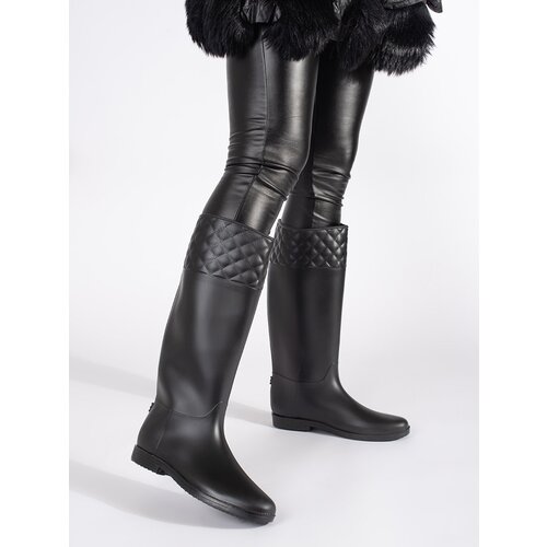 Shelvt Matte black women's wellingtons Cene