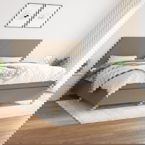 The Living Store Box spring postelja z vzmetnico taupe 160x200 cm blago - Box Spring Postelja, (21511984) Cene