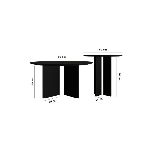 Hanah home Leo set klub stolova, 2 dijela, crni Slike
