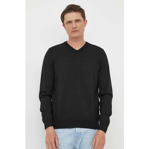 Boss Vuneni pulover za muškarce, boja: crna, lagani