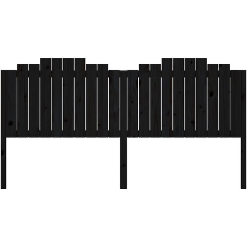  Uzglavlje za krevet crno 206 x 4 x 110 cm od masivne borovine Slike