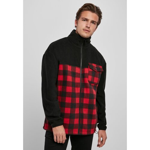 Urban Classics Polar Fleece Track Patterned Jacket Black/Red Plaid Slike