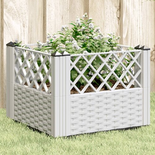 vidaXL Cvetlično korito z zatiči belo 43,5x43,5x43,5 cm PP Cene
