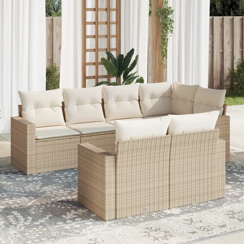 vidaXL 7-dijelni set vrtnih sofa od poliratana s jastucima bež Cijene