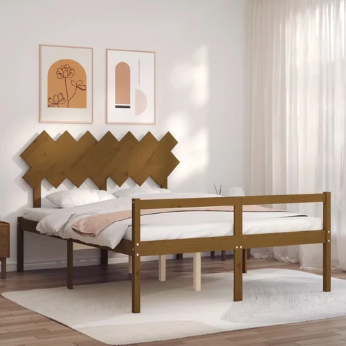 vidaXL Okvir kreveta s uzglavljem boja meda 140 x 190 cm masivno drvo