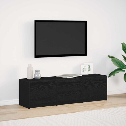 TV ormarić s LED rasvjetom Crni Hrast 140 x 34 x 40 cm Cene