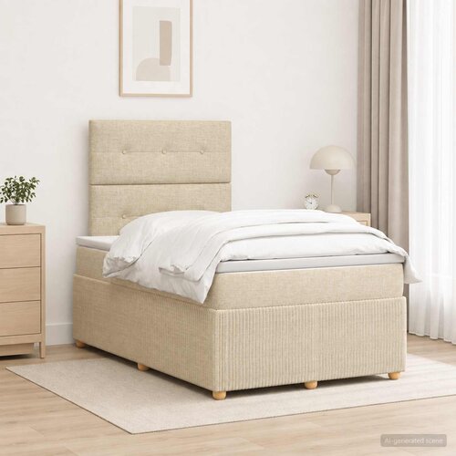  Boxspring krevet s madracem Krem 120 x 200 cm Tkanina Cijene
