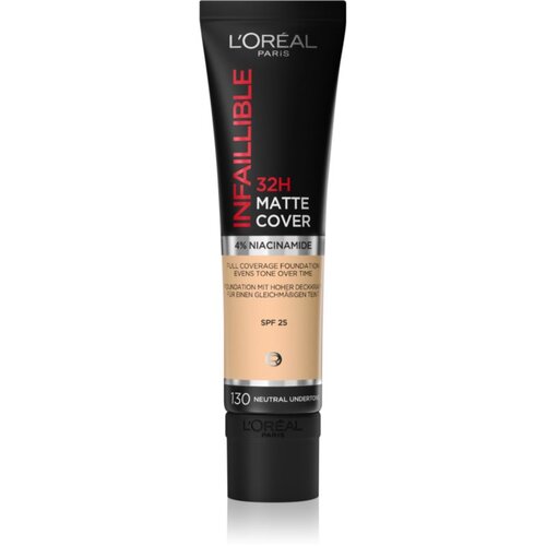 L&amp;acute;Or&amp;eacute;al Paris Infaillible 32H Matte Finish dolgoobstojni matirajoči tekoči puder SPF 25 odtenek 130 Neutre 30 ml Slike