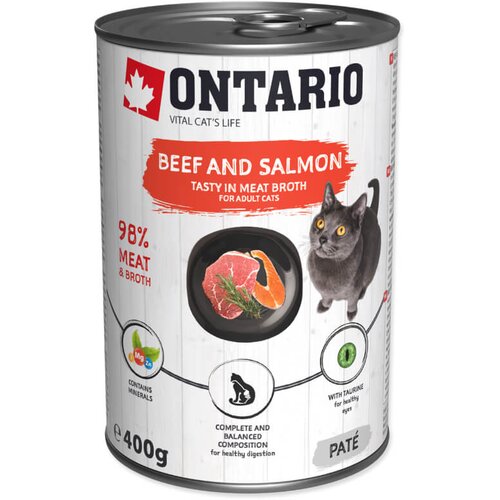Ontario Cat Adult - goveja pa&scaron;teta z lososom & spirulino 400 g Cene