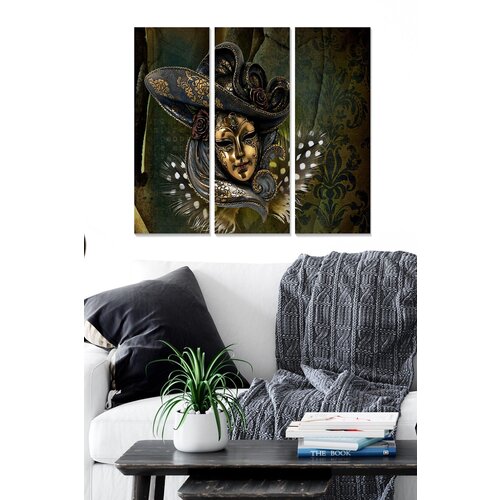 Wallity MDF139252 multicolor decorative mdf painting (3 pieces) Cene
