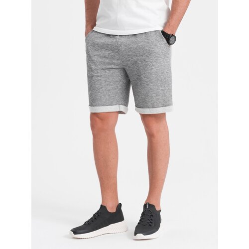 Ombre Men&amp;#039;s LOOSE FIT melange fabric shorts - gray Slike