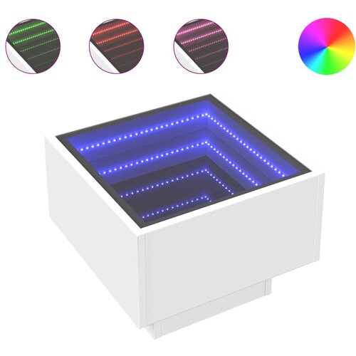 Maison Chic Nočna omarica - Nočna miza z neskončnimi LED bela 40x40x30 cm, (21689995) Cene