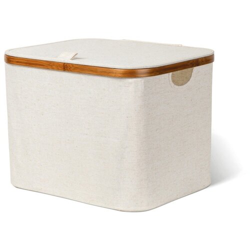 Bigso Krem tekstilna kutija za pohranu s poklopcem 40,5x33x30 cm Bamboo/Linen &ndash; Cijene