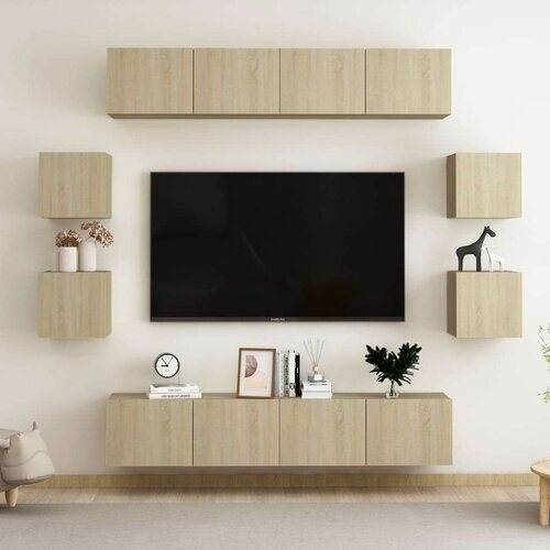  8-dijelni set TV ormarića boja hrasta sonome od iverice Cijene