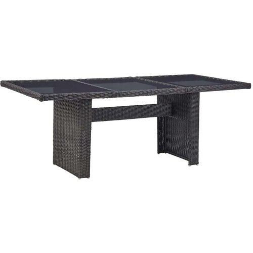 vidaXL Vrtna jedilna miza črna 200x100x74 cm steklo in poli ratan Cene