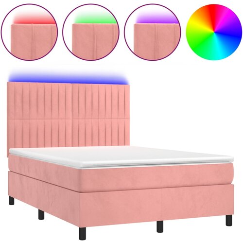Maison Chic Box spring postelja - Vzmetna postelja z vzmetnico LED roza 80x200 cm žamet SL22264, (21892534) Cene
