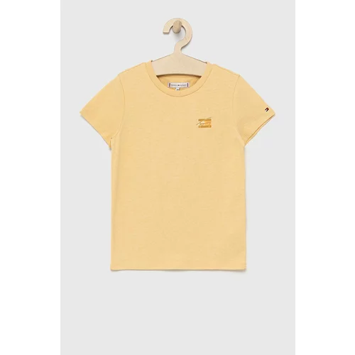 Tommy Hilfiger Otroški bombažen t-shirt rumena barva