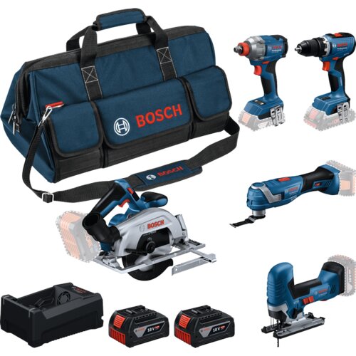 Bosch Akumulatorski set GSR 18V-65 + GDX 18V-285 + GKS 18V-57-2 + GOP 18V-34 + GST 18V-125 S + 2 x 5,0Ah + torba 0615A500BV Slike