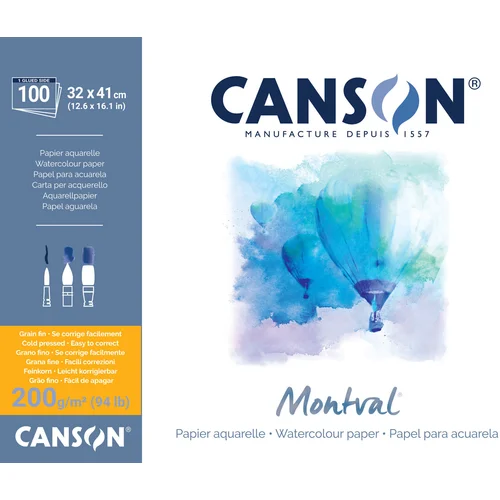 Canson Pad Montval Cold Pressed 41 x 32 cm 200 g Natural White Blok za skiciranje