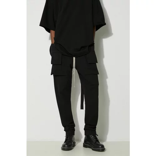 Rick Owens Pamučne hlače Knit Pants Creatch Cargo Drawstring boja: crna, cargo kroj, DU01D1376.RIG.09
