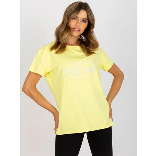 Fashion Hunters Yellow and white cotton t-shirt with an inscription