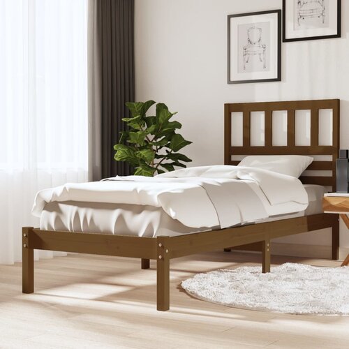 VidaXL posteljni okvir medeno rjav iz borovine 90x200 cm Slike