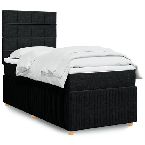 vidaXL Box spring postelja z vzmetnico črna 90x200 cm blago Cene