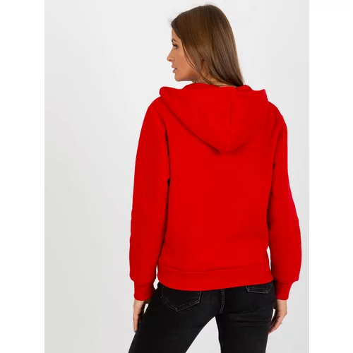 Fashion Hunters RUE PARIS red zipped basic sweatshirt with hood