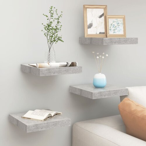  Plutajuće zidne police 4 kom boja betona 23 x 23,5 x 3,8 cm MDF Slike