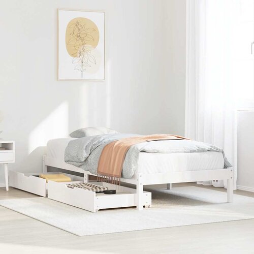 Furnova Posteljni okvir brez vzmetnice bel 90x200 cm trdna borovina, (22055529) Slike