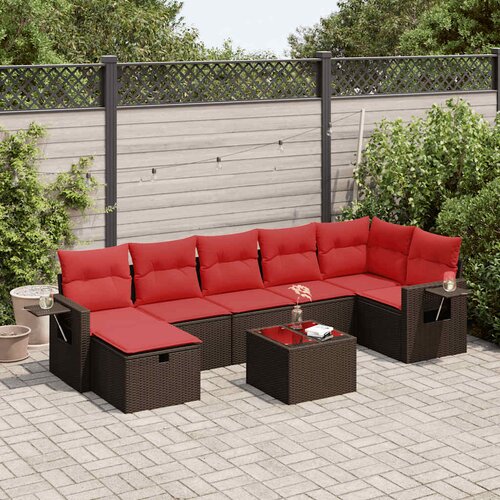 vidaXL 8-dijelni set vrtnih sofa s jastucima smeđi od poliratana Cijene