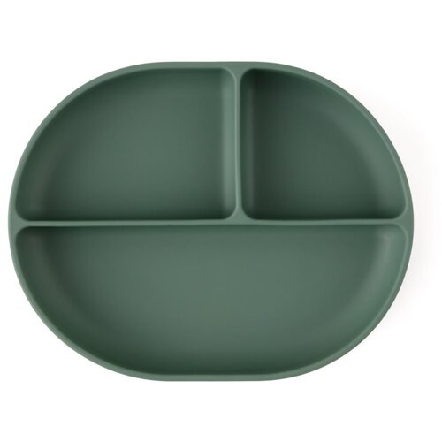 Petite&Mars Silikonski ovalni tanjur s odjeljcima i vakuumom 6 m+ Take&Match, Misty Green Cijene