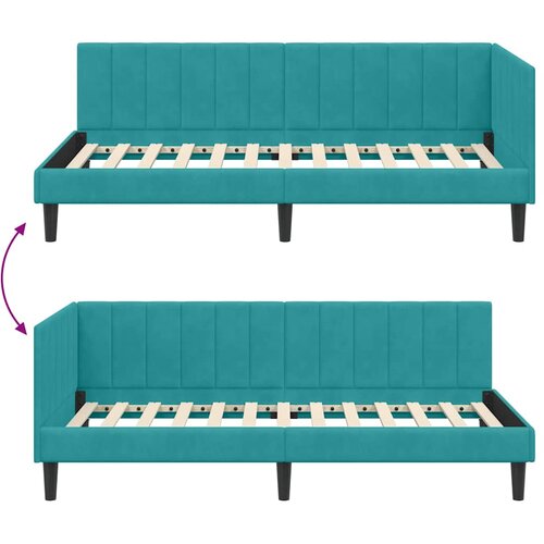  Kutni okvir kreveta s uzglavljem Tirkizna 90 cm x 190 cm Bar&amp;scaron;un Slike