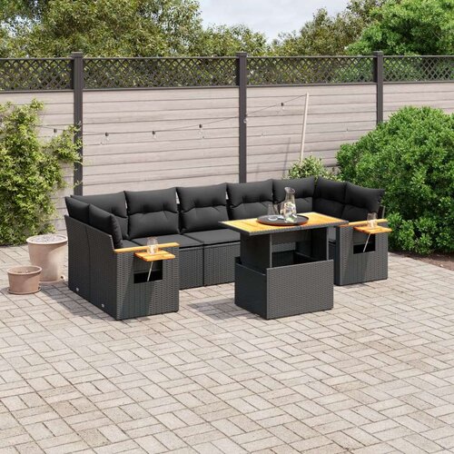 8-dijelni set vrtnih sofa od poliratana s jastucima crni Cijene