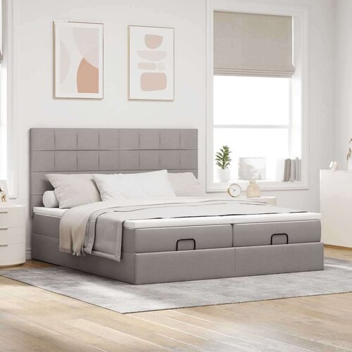 VidaXL otomanski okvir kreveta s madracima smeđesivi 200x200cm tkanine Slike