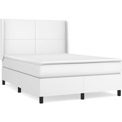 VidaXL Box spring postelja z vzmetnico bel 140x200 cm umetno usnje, (20899232) Slike