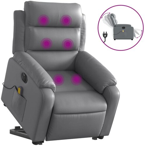 Maison Chic Električni masažni stol - Relax naslanjač s funkcijo vstajanja sivo umetno usnje, (22061322) Cene