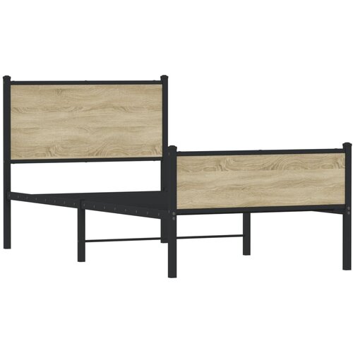 VidaXL Metalni okvir kreveta s uzglavljem i podnožjem 100 x 190 cm Slike