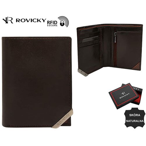 Fashion Hunters Dark brown and brown genuine leather men&amp;#039;s wallet Slike