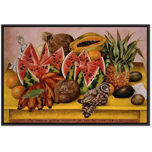  Slika - Frida Kahlo &amp;ndash; A Bride Frightened at the Sight of Life Opened 90x60 U crnom drvenom okviru Slike