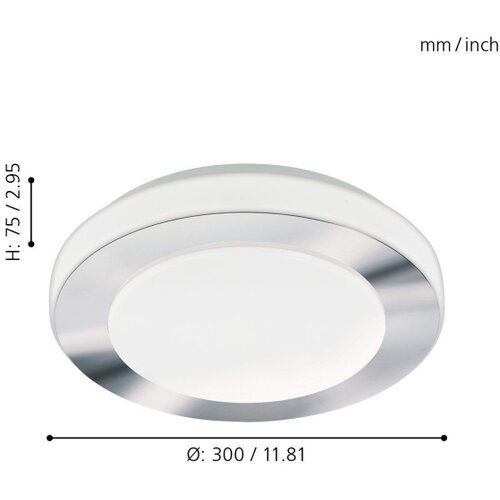 Eglo carpi plafonjera/1, Led, 11w, 950lm, ip44, prečnik 300, hrom/bela Slike
