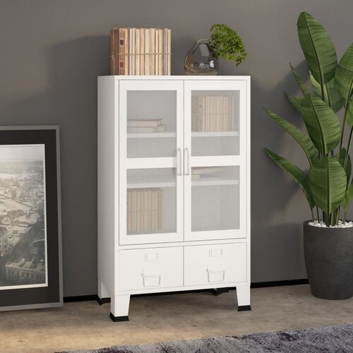  Industrijski sanduk za pohranu bijeli 70 x 40 x 115 cm metalni Slike