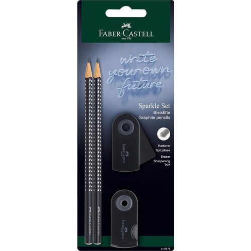  Komplet svinčnik b faber-castell+radirka+&amp;scaron;ilček sparkle black FABER-CASTELL Slike