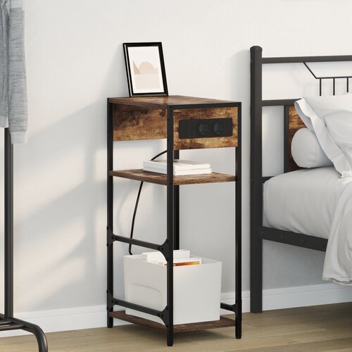 vidaXL Nočna omarica Dimljeni hrast 40 x 27 x 76 cm Konstruiran les Cene