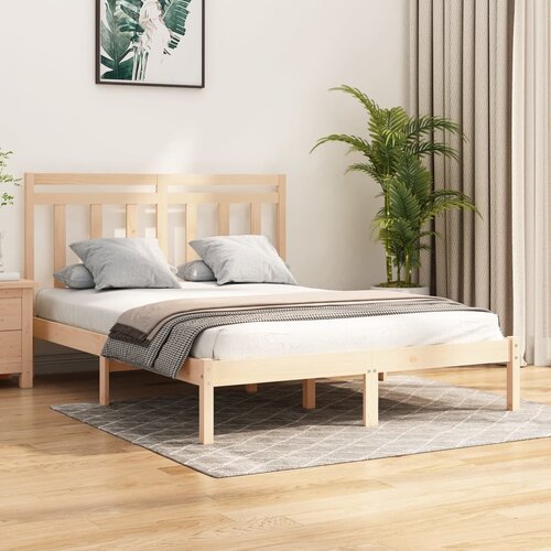 The Living Store Posteljni okvir iz trdnega lesa 140x190 cm - Posteljni Okvir, (21523053) Slike