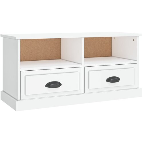 Maison Chic TV omarica - TV stojalo - Televizijska omarica visok sijaj bela 93x35,5x45 cm inženirski les, (21700629) Slike