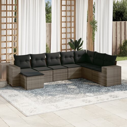 VidaXL 8-dijelni set vrtnih sofa od poliratana s jastucima sivi Slike