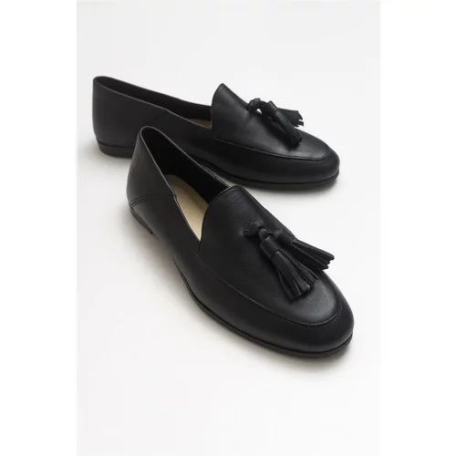 LuviShoes F04 Black Skin Leather Shoes